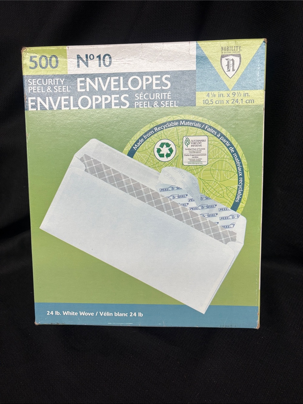 Nobility No.10 Security Peel & Seal white Envelopes (partial box)